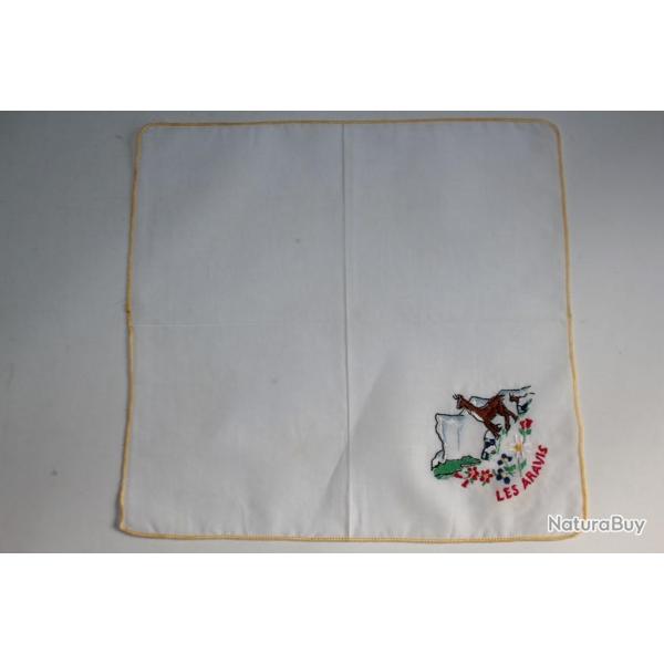 Mouchoir brod coton Les Aravis Savoie Chamois