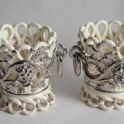 Paire cache-pots Faïence Langeais Vignes XIXe siècle