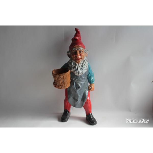 Grand Nain de Jardin Gnome terre cuite Allemagne vintage