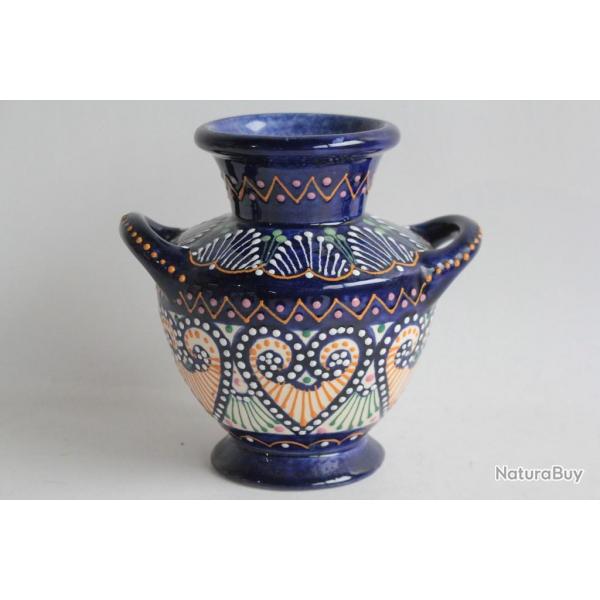 Vase faence dcor maill perl HB Quimper F250 D708 PK