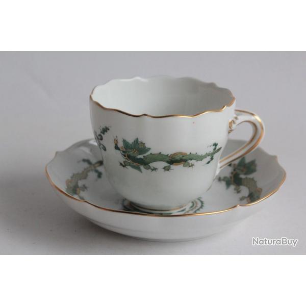 MEISSEN Tasse porcelaine Dragon vert