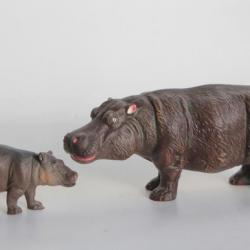 Hippopotame et bébé Elastolin Hausser composition Jouet