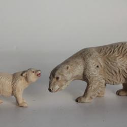 Ours polaire et ourson Elastolin Hausser composition Jouet