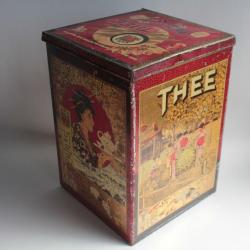 Boîte à thé tôle lithographiée thee décors asiatique