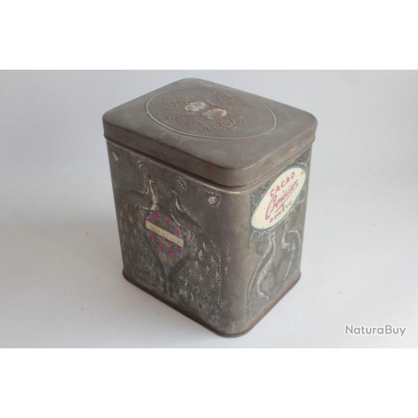 Bote  chocolat cacao tle lithographie gaufr Cacao Croisier Genve