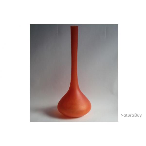 Grand Vase soliflore verre marmoren orange
