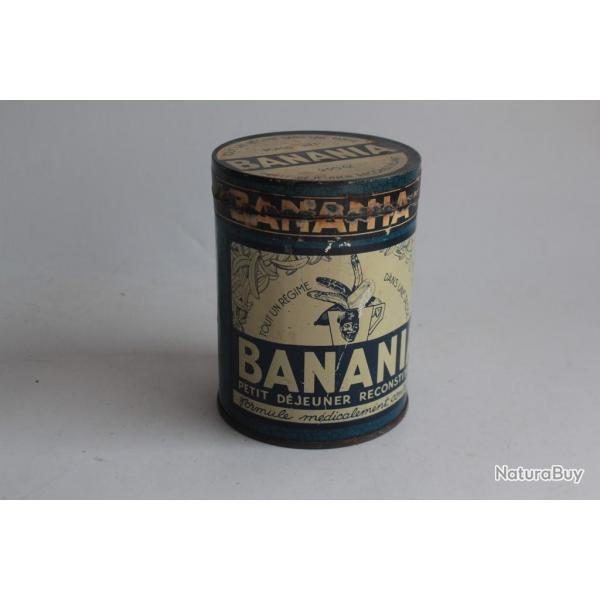 Bote chocolat cacao ronde tle lithographie BANANIA bleue