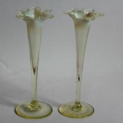 Paire petits vases cornets verre 1900
