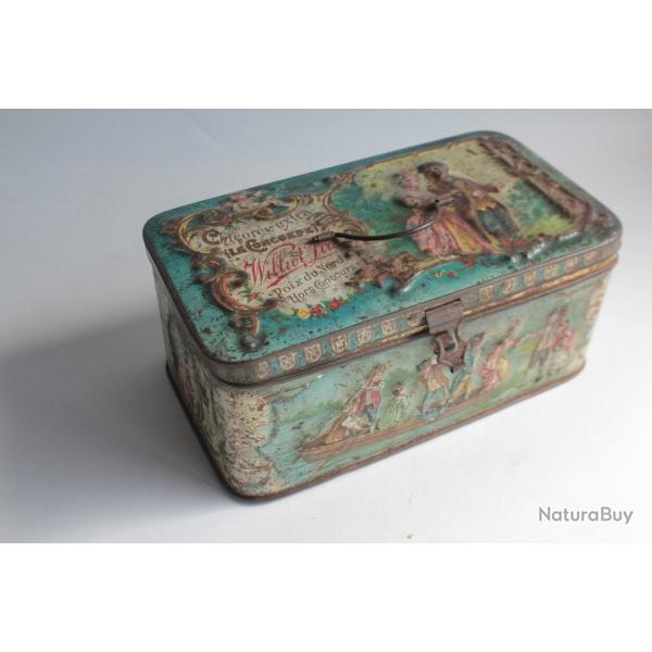 Bote  biscuits tle lithographie Extra Williot La Concorde