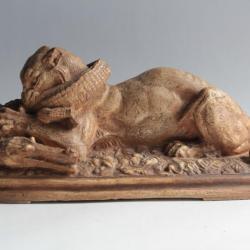 Louis BARYE Sculpture plâtre Tigre en dévorant un gavial