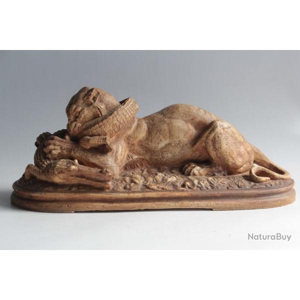 Louis BARYE Sculpture pltre Tigre en dvorant un gavial