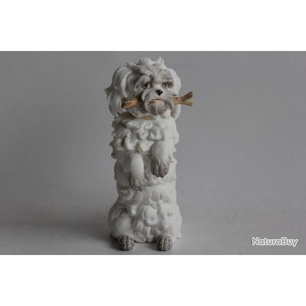 VOLKSTEDT Chien de Bologne porcelaine biscuit XVIIIe sicle