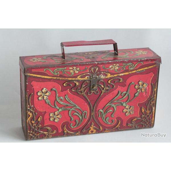 Bote biscuits tle lithographie Olibet gaufre Art Nouveau