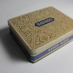 Boîte à Cigarettes tôle lithographiée Davros Ronde bleue