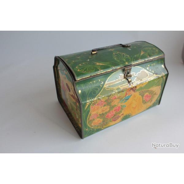 Bote biscuits tle lithographie femme art nouveau