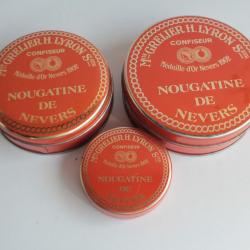 3 Boîte biscuits tôle lithographiée Nougatine de nevers Lyon