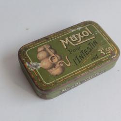 Boîte médicaments tôle lithographiée Muxol pour l'intestin Pharmacie