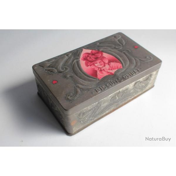 Bote biscuits tle lithographie Olibet gaufre Art Nouveau