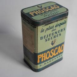 Boîte tôle lithographiée poudre chocolat Phoscao