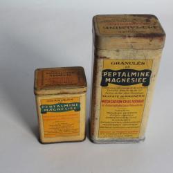 2 Boîte médicaments tôle lithographiée peptalmine magnésiée Pharmacie