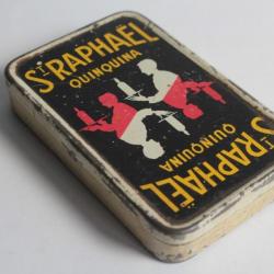Boîte tôle lithographiée St Raphaël quinquina et jeux 32 cartes