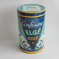 Boîte tôle lithographiée bonbons Elgé Dole