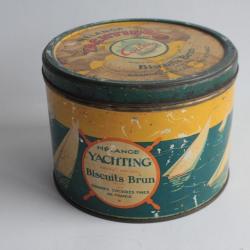 Boîte à biscuit tôle lithographiée mélange Yachting biscuits Brun Codec
