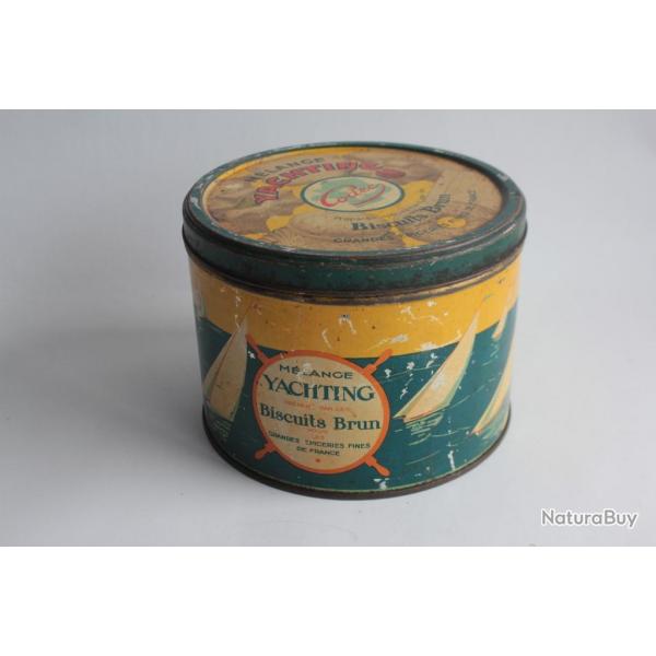 Bote  biscuit tle lithographie mlange Yachting biscuits Brun Codec