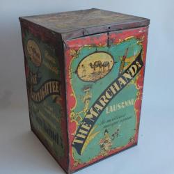Grande boîte tôle lithographiée Thé marchand SA Lausanne