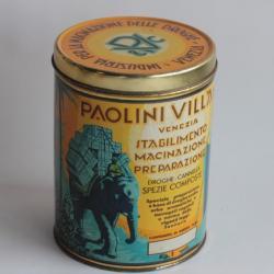 Boîte tôle lithographiée Épices Paolini villani e C Venezia Italie