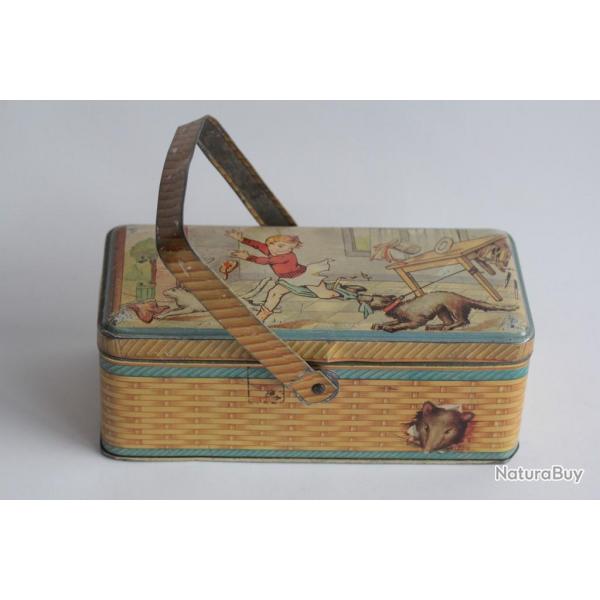 Bote biscuits pique nique tle lithographie enfant et animaux
