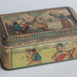 Boîte biscuits tôle lithographiée Lefèvre-Utile collation 1900