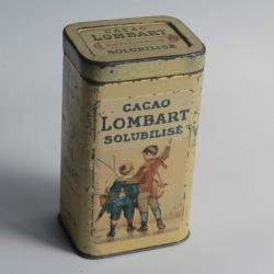 Boîte chocolat cacao Lombart tôle lithographiée