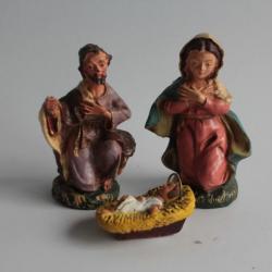 3 Figurine vintage Composition crèche Italie