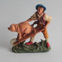 Figurine vintage Composition fermier cochon Italie