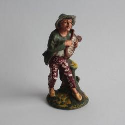 Figurine vintage Composition musicien avec sa harpe Italie