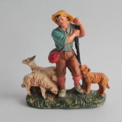 Figurine vintage Composition berger chien chèvres Italie
