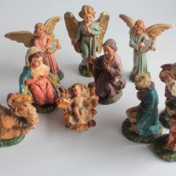 10 Figurines vintage Composition personnages de la crèche Italie