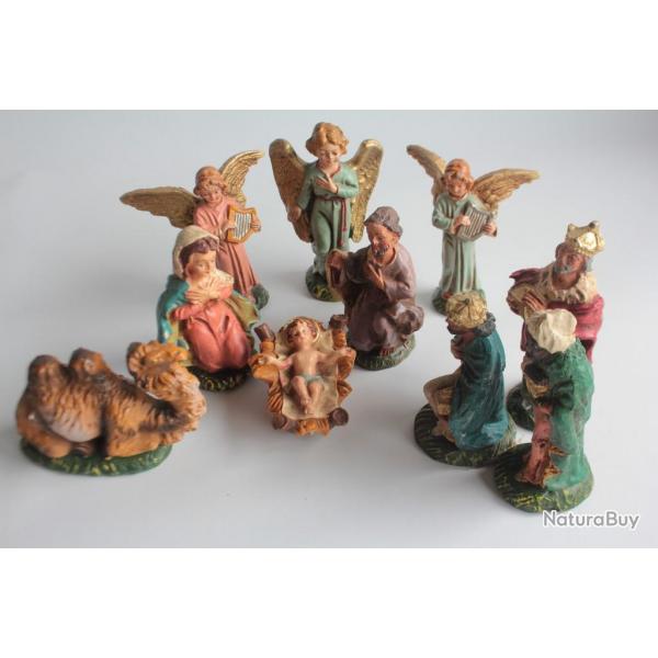 10 Figurines vintage Composition personnages de la crche Italie