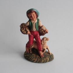 Figurine vintage Composition garçons avec paniers de pommes Italie
