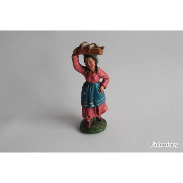 Figurine vintage Composition paysanne portant des volailles Italie