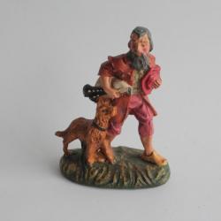 Figurine vintage Composition musicien avec son chien Italie