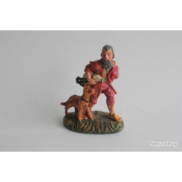Figurine vintage Composition musicien avec son chien Italie