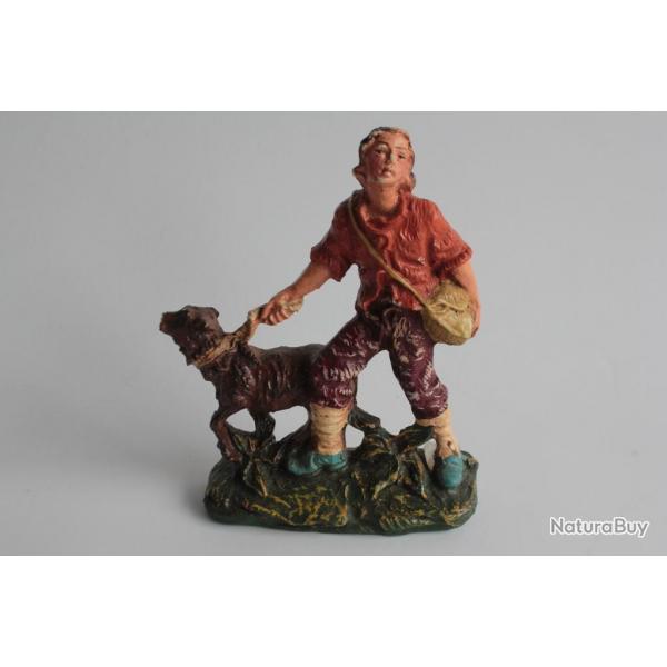 Figurine vintage Composition personne promenant sont chien Italie