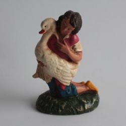 Figurine vintage Composition petite fille avec une oie Italie