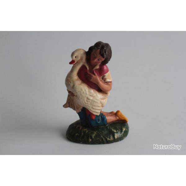 Figurine vintage Composition petite fille avec une oie Italie