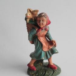 Figurine vintage Composition paysanne portant des lapins Italie