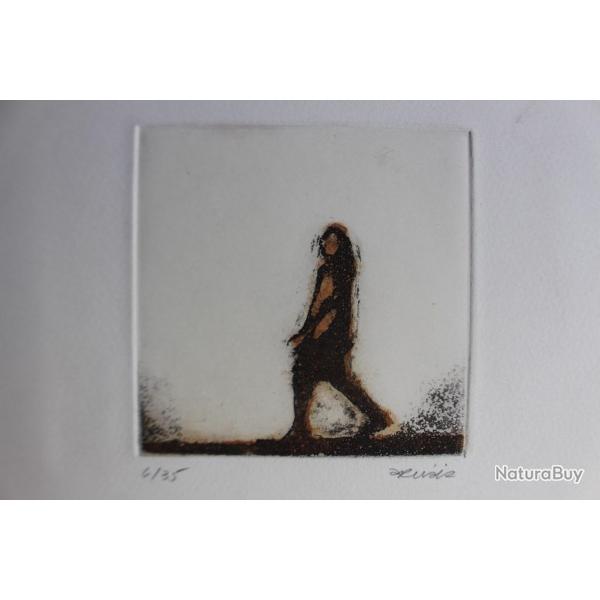 Gravure lithographie Doroteo ARNIZ Le Marcheur de la Paix