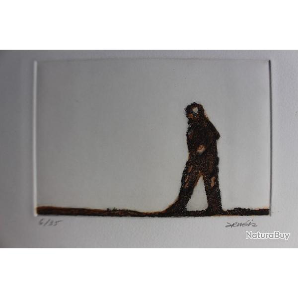 Gravure lithographie Doroteo ARNIZ Le Marcheur de la Paix