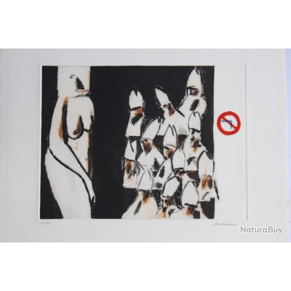 Gravure lithographie Doroteo ARNIZ Le planing de la faim